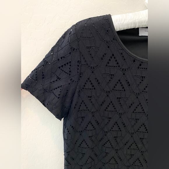MARC NEW YORK | Andrew Marc Black Eyelet Short Sleeve Blouse | Size Small - Picture 3 of 7